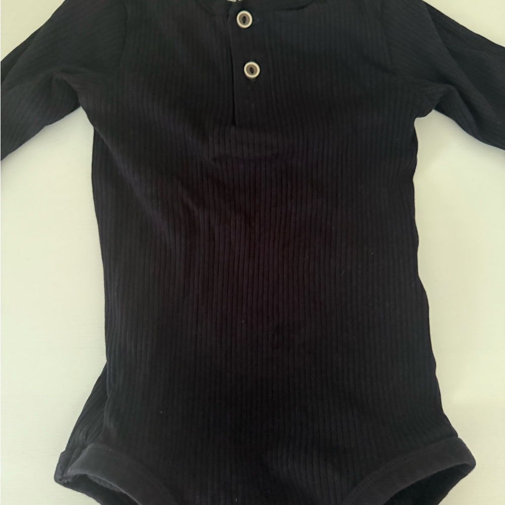 Black Ribbed Kids One Piece